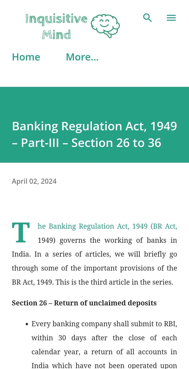 inquisitivemind5.blogspot.com/2024/04/bankin…

#RBI #rbipolicy #banking #bank #banks #bankingjobs #bankingandfinance #bankjobs #bankingcareers #regulatorycompliance #regulation #regulatory #regulations #regulators #regulator #regulatoryframework #bract #act #Law