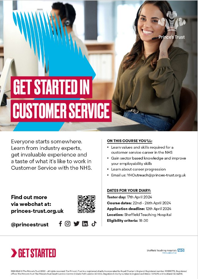 Do you know a young person looking to kickstart their NHS career? This month, we're recruiting Customer Service Apprentices on our brand new PROUD Apprenticeship & Prince's Trust are supporting young people to successfully get hired. Check out the poster below for more info!