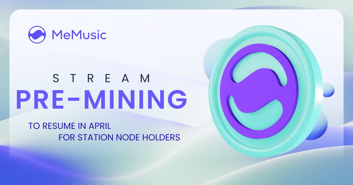 MeMusic's native blockchain is to be powered by $STREAM. During March, Station Nodes shared 10,000,000 tokens. 💫Premining for April to resume 💫 $MMT staking to begin on second week 💫First Snapshot next week #AI 🪂 Nodes: beta.memusic.io Trade $MMT: @gate_io…