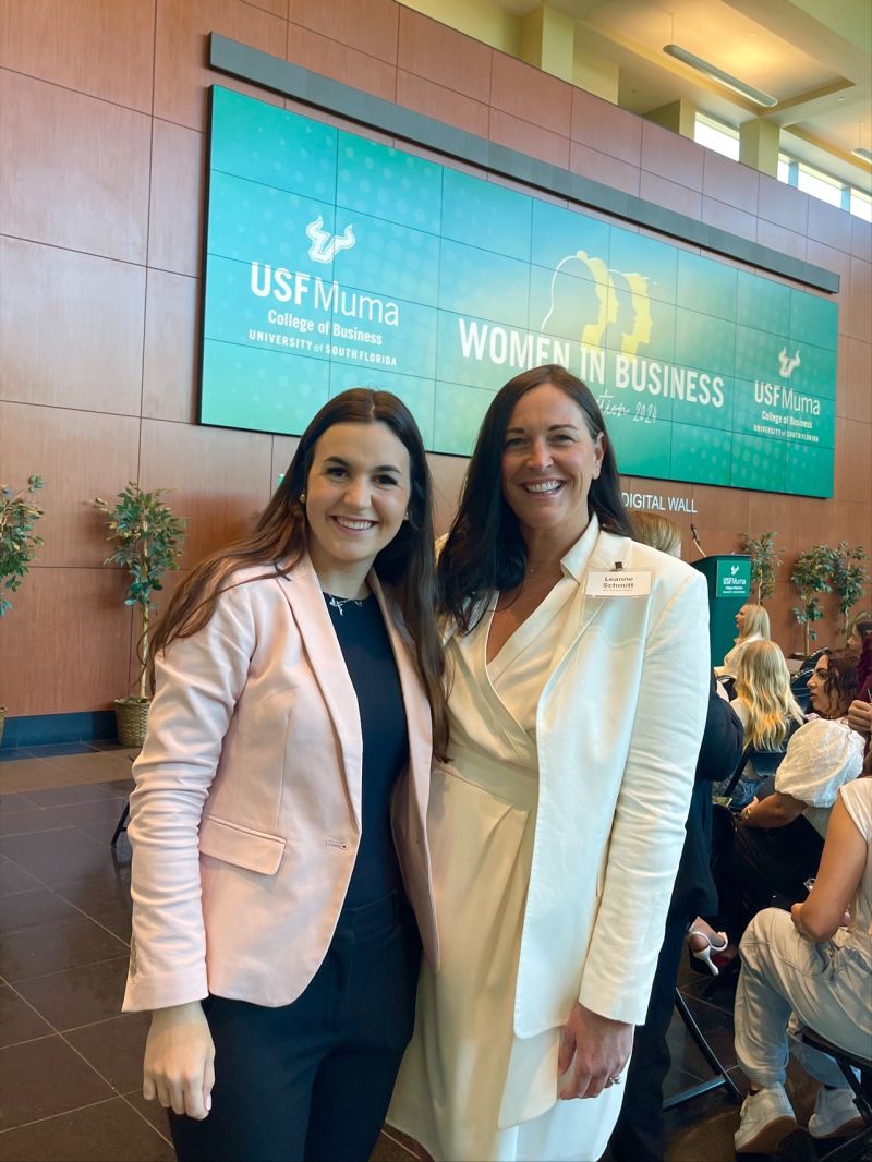 Leanne Schmitt shared insights on navigating leadership & breaking barriers moderated by #SMC Intern & President of The Women in Business Society, Paola Scotto di Perta. On 3/29, the @USFMuma hosted a Women in Business Celebration. Learn more here: bit.ly/SMC-USF-Mar29