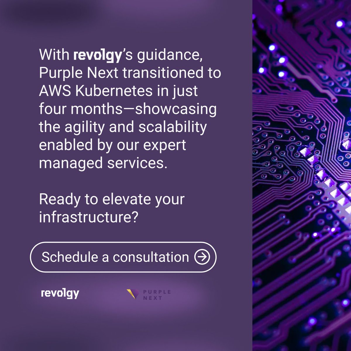 Our collaboration with Purple Next showcases our dedication to transforming business with the help of technology. Read more here okt.to/jngJu3, or contact us to schedule a free consultation okt.to/OTzPo8. #Revolgy #CloudTransformation #AWS #FinTech #PurpleNext