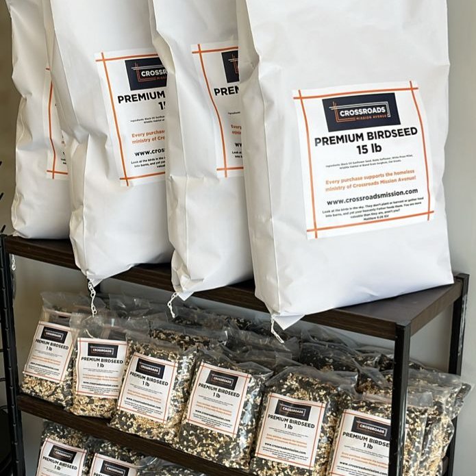 Buy a bag of Crossroads Mission Avenue Premium Birdseed TODAY at Mission Avenue Thrift! Provide for our struggling neighbors while caring for our local wildlife! 🐦‍⬛ crossroadsmission.com/thrift-stores/ #MissionAvenueThrift #CrossroadsMissionAvenue #BirdSeed #ComeShop #GreatDeals