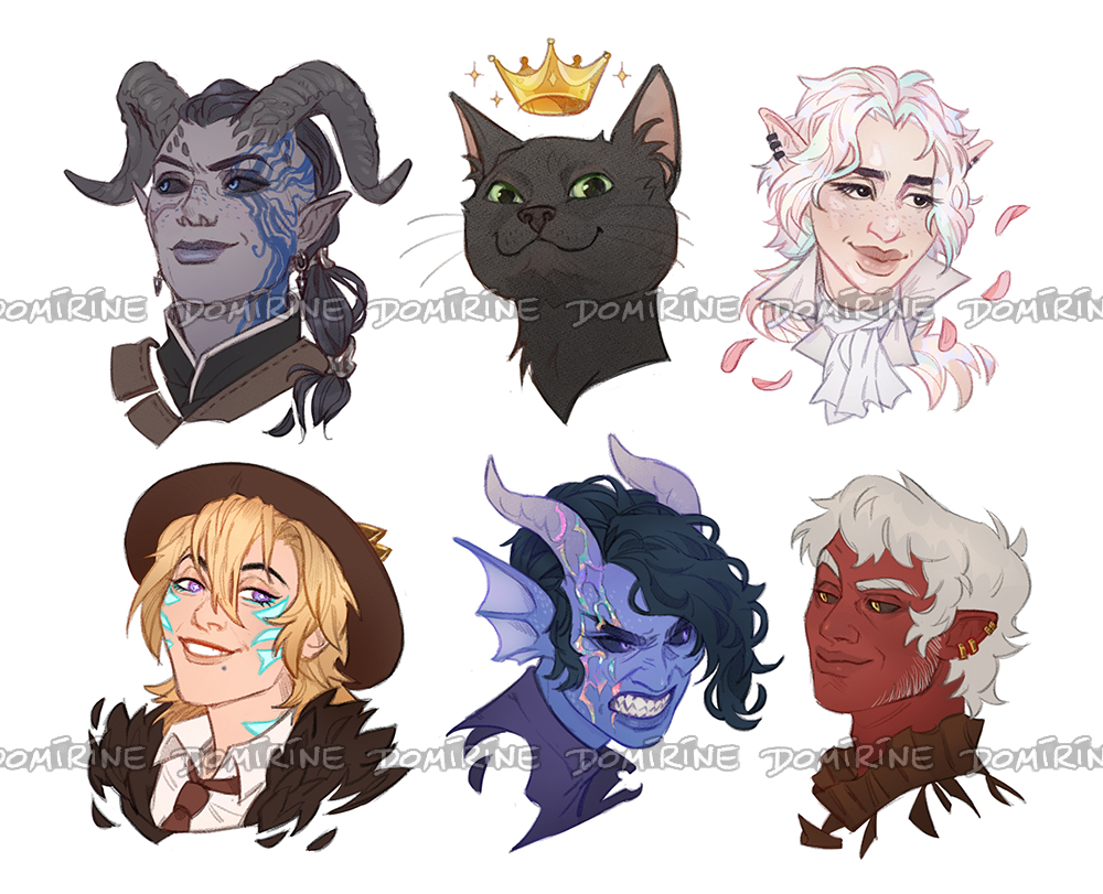 coloured portraits for some very cool people of some very cool creatures!! (´♡`)