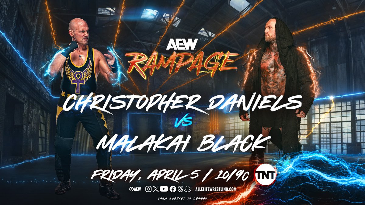 THIS FRIDAY! Friday Night #AEWRampage 10pm ET/9pm CT | TNT Last Saturday on #AEWCollision, @facdaniels issued a “face-to-face challenge” to #HouseOfBlack’s @MalakaiBlxck. THIS FRIDAY it’s the “Fallen Angel” vs #MalakaiBlack on #AEW Rampage!