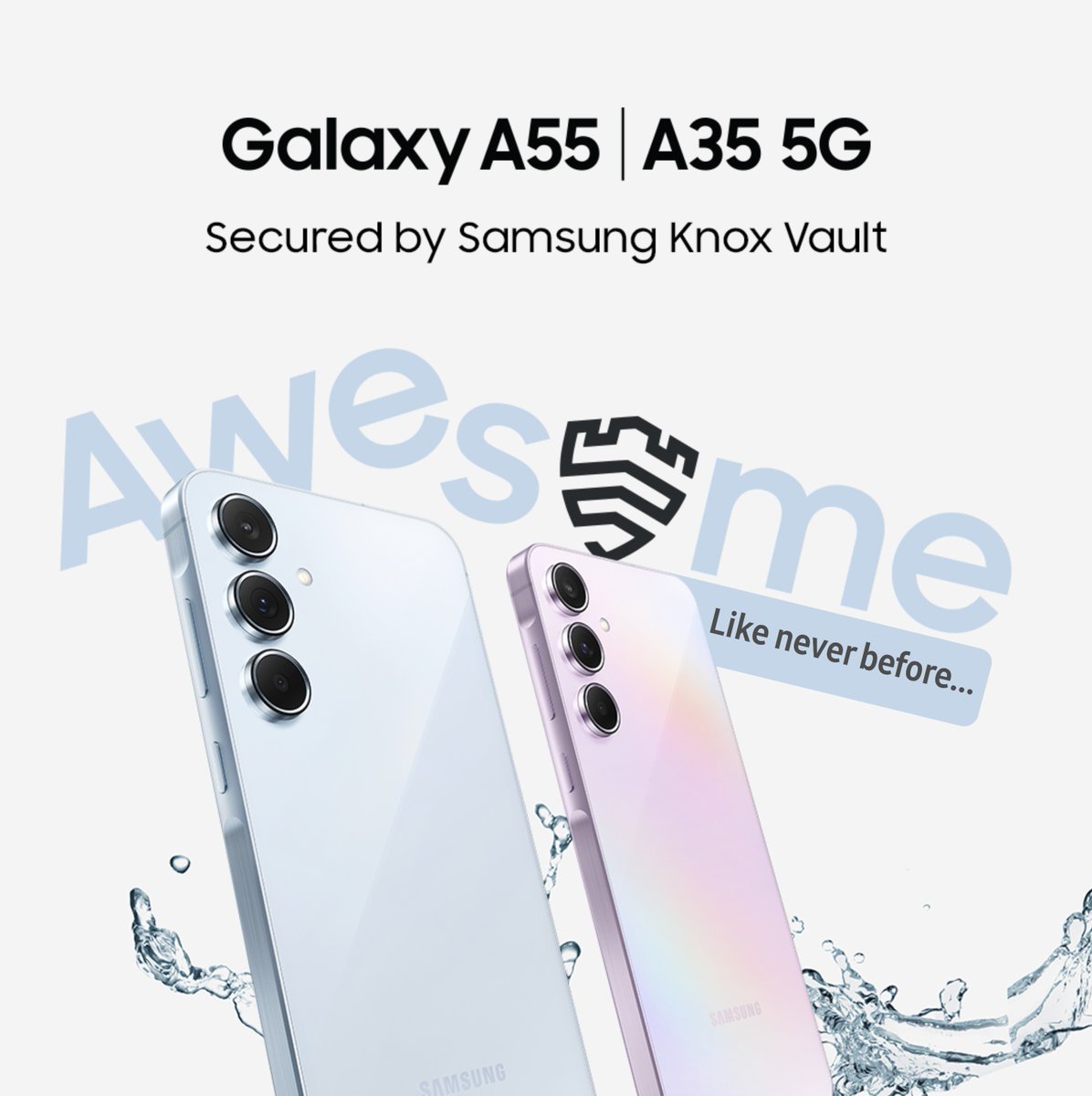 The iconic #GalaxyA35 and #GalaxyA55 5G designs feature a linear camera layout encased in an elegant glass back and a flat side frame for a sleek look and feel.

Eenjoy your #AwesomeLikeNeverBefore when you snap, record, and play games at the best performance.

#SamsungNigeria