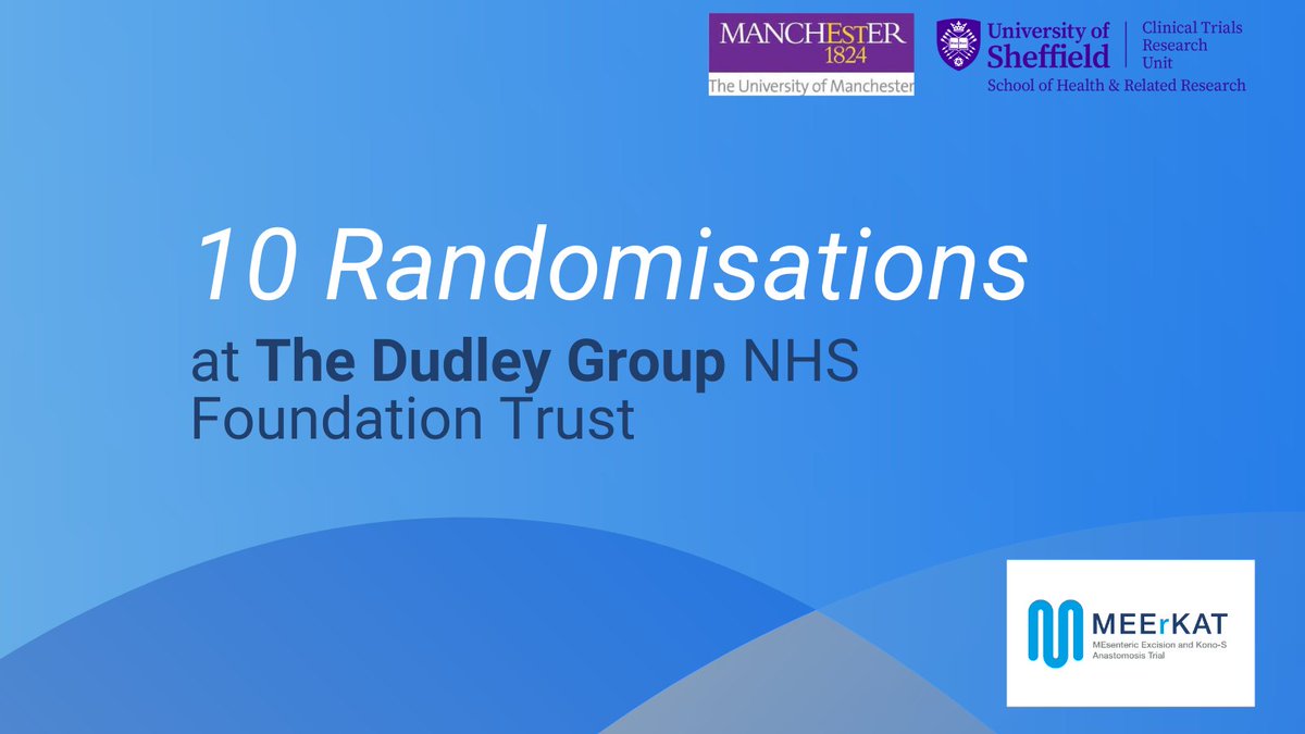 Well done to everyone in the team at <a href="/DudleyGroupNHS/">The Dudley Group</a> for randomising their tenth MEErKAT participant 🎉   

Thank you to all of the participants who have chosen to take part!

#CrohnsDisease #ClinicalTrials #KonoS #mesentery