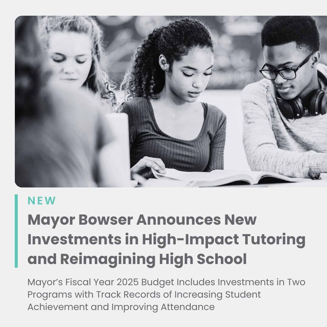 CityWorks DC is thrilled by @mayor_bowser's announcement of the High-Impact Tutoring initiative and District’s Advanced Technical Center as part of her FY25 Budget. These initiatives will help reshape career development opportunities for young people in DC.