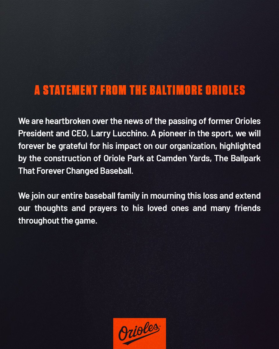 We join our entire baseball family in mourning the loss of Larry Lucchino.