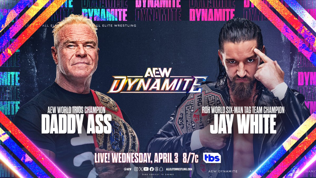 No matter if it's the 'Switchblade' era or not, Daddy Ass looks to check Jay White's ego when they face off LIVE this Wednesday at 8/7c when #AEWDynamite is on TBS