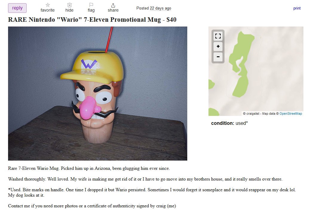 CutVideoGame's tweet image. RARE: Promotional 7 Eleven “Wario” Cup, 2004