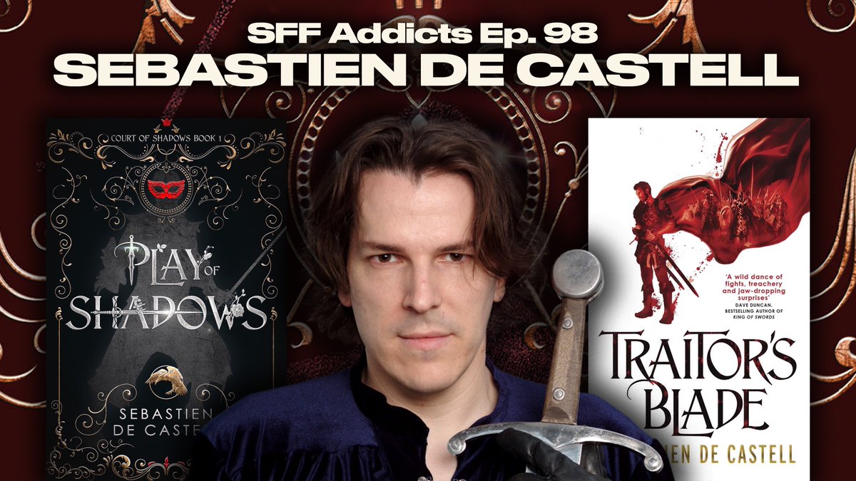 Ep. 98 is now LIVE ⚔️ Join co-hosts @adrianmgibson and @mjkuhnbooks as they chat with author @decastell about his new book Play of Shadows, humor, found family, travel, language and much more. Stream/download/watch Ep. 98: linktr.ee/SFFAddicts youtu.be/ZcECRaXYQaQ?si…