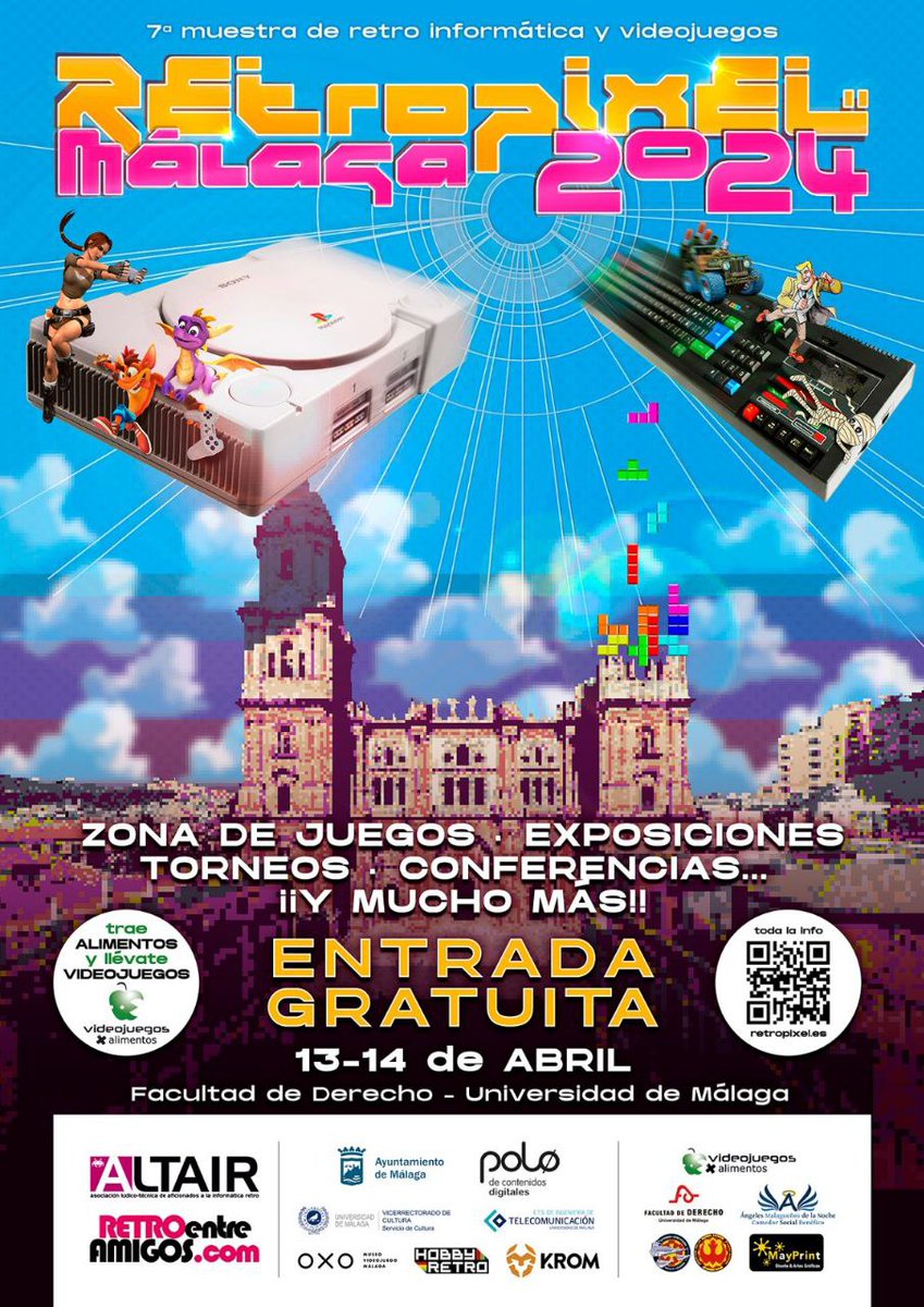 🎮RetroPixel Málaga 2024: Muestra retro-informática y #videojuegos RetroPixel Málaga 2024, se celebra el 13 y 14 de abril de 11 a 20 horas en la Facultad de Derecho de la UMA. @InfoUMA @oxomuseo @malaga @PoloDigitalMLG ladiversiva.com/retropixel-mal…