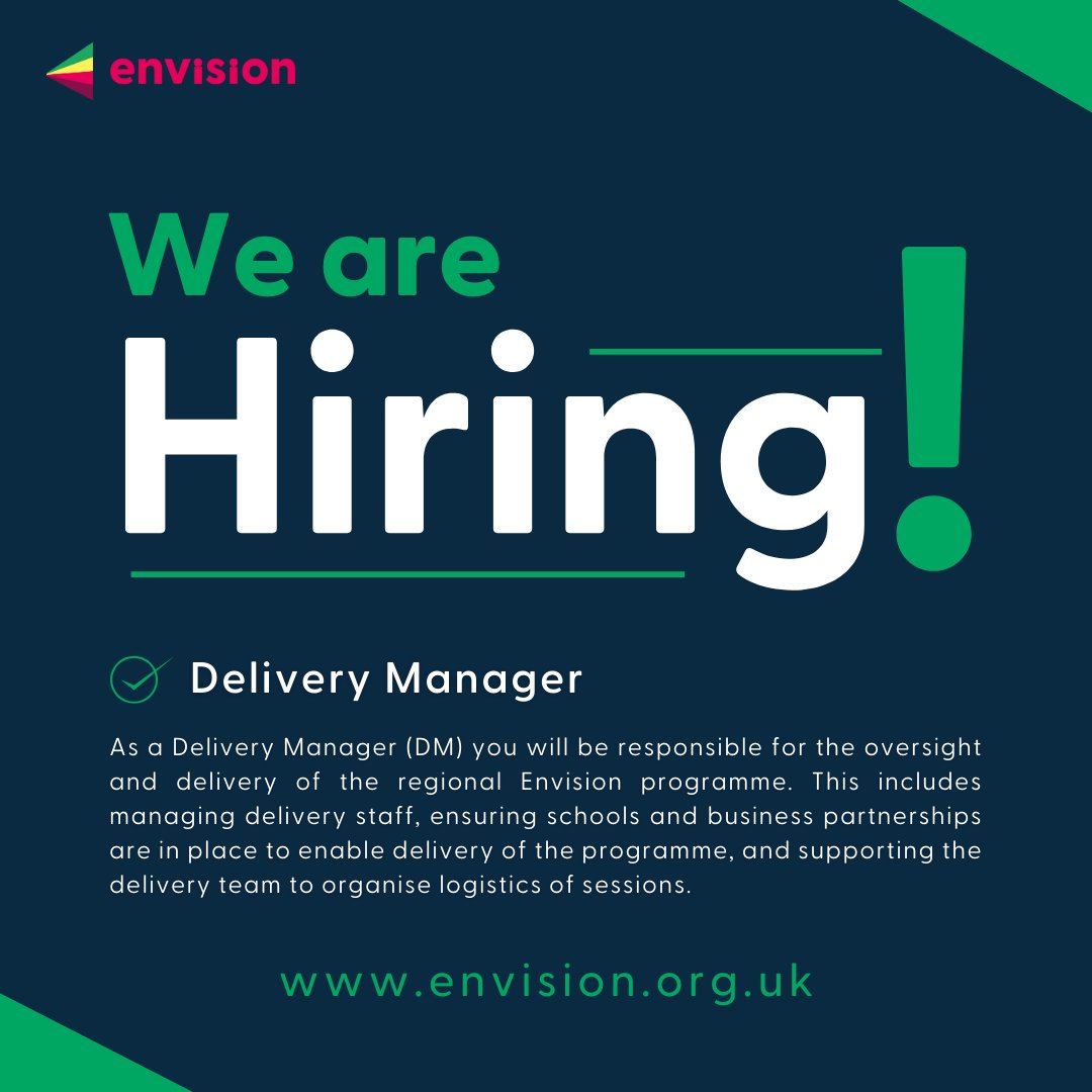 We're hiring for THREE new roles at Envision! Come join the team 👏 For more information, please visit lnkd.in/ehu2STsa #CharityJobs #Recruitment #Vacancy #Partnerships #Delivery #ApplyNow