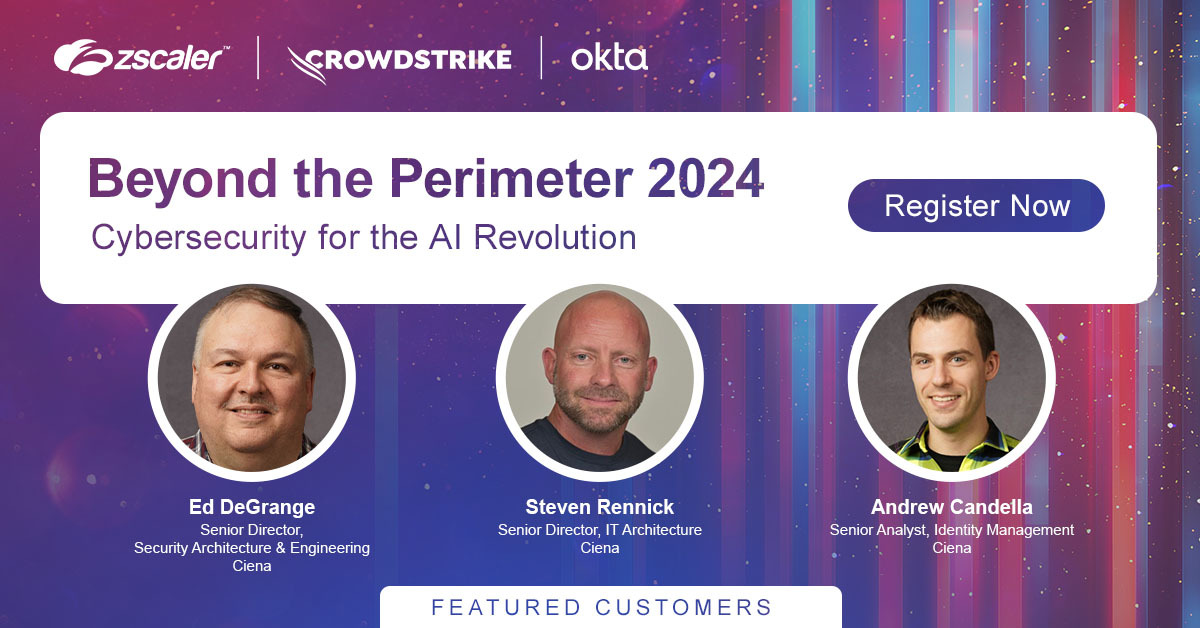 Join <a href="/CrowdStrike/">CrowdStrike</a>, <a href="/zscaler/">Zscaler</a> and <a href="/okta/">Okta</a> as we come together next week to discuss the critical role that #AI plays in #cybersecurity along with featured customers from <a href="/Ciena/">Ciena</a>.
 
Register today: crwdstr.ke/6015ZvTLh