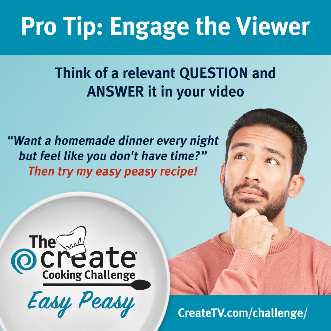 There is just ONE week left to get your #CreateCookingChallenge entry filmed & submitted. Still trying to figure it out? Judge @saramoulton has a tip to engage your viewer. Visit CreateTV.com/challenge/ to enter today!