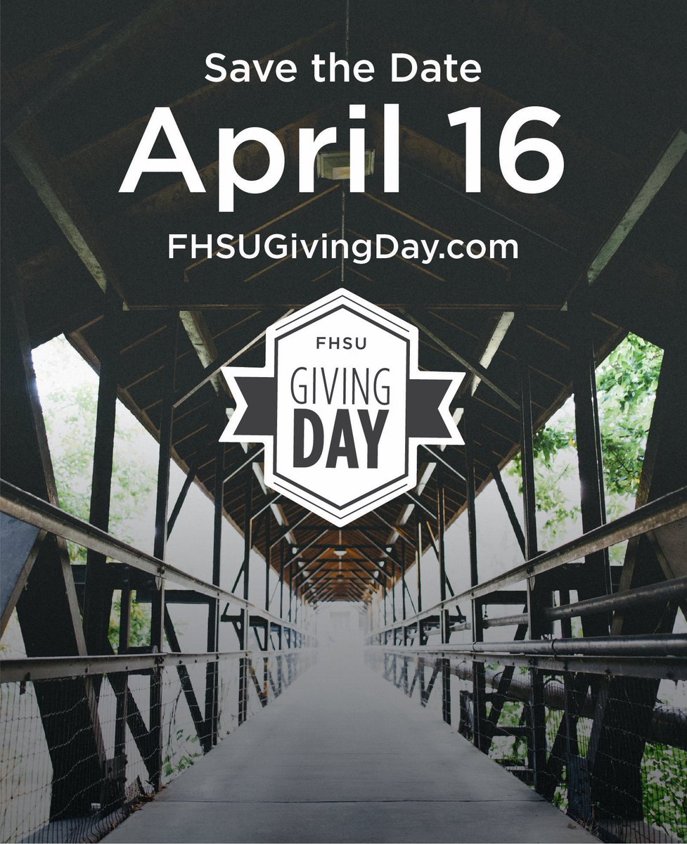 SAVE THE DATE! Tuesday, April 16, is FHSU’s 4th annual Giving Day. Show your Tiger Pride during this 24-hour event by supporting your favorite cause on campus. Visit FHSUGivingDay.com to learn more!