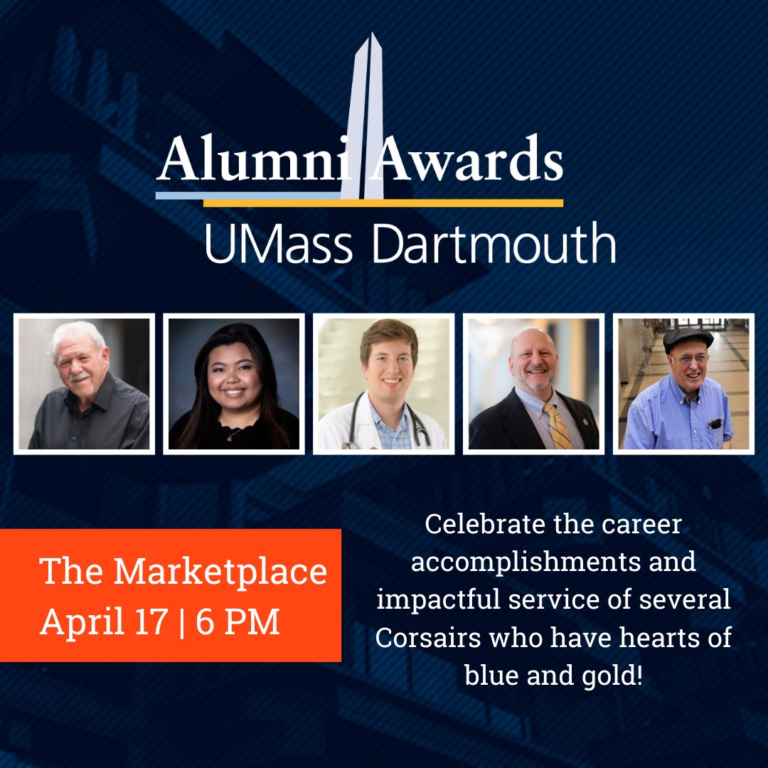 Click to meet our Alumni Awards recipients below!🏆⬇️ brnw.ch/21wIqZr ⭐Frederick Lebow '67 ⭐Paula Cruz '14, MS '21 ⭐Haim Gal Moore '18 ⭐Frank Scarano ⭐James DeMello Join us in the Marketplace on 4/17 to celebrate all they have accomplished! #ProudtobeUMassD 💙💛