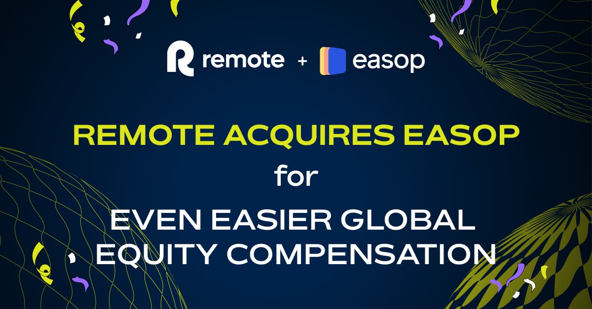 We're shaking up the global equity world! 🙌 Thrilled to announce we've acquired @EasopHQ! 🎉 Now, managing equity is a piece of cake 🍰 Step up your total rewards game with competitive equity packages and seamless global compliance! 💪