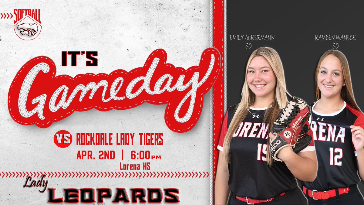 Gameday at home against Rockdale!! Let's pack the stands and be loud!! Time to take care of business 💪🥎 🆚 Rockdale Lady Tigers ⏰ 6:00pm 🏟 Leopard Softball Field 📊 tinyurl.com/2efxxkrx @Athletics_LISD | @LHS_Leopards | @LorenaISD