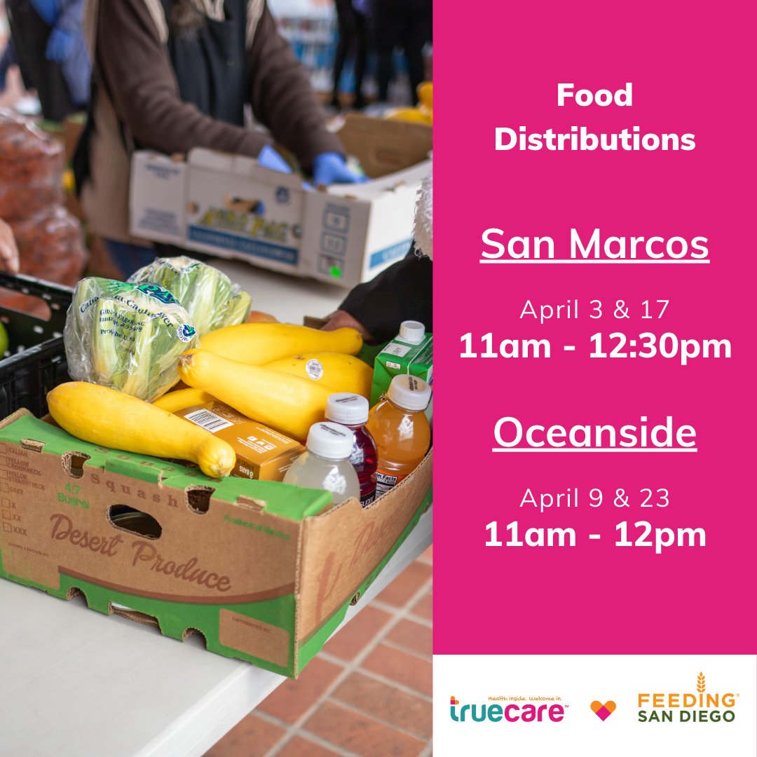 Together with @FeedingSanDiego, we distribute fresh produce and food to the community 🥫🍎🥕 Stop by these locations for quality ingredients for your meals, no appointment needed! #SDFoodHelp #NorthCountyFoodDistribution #SDFoodHelp