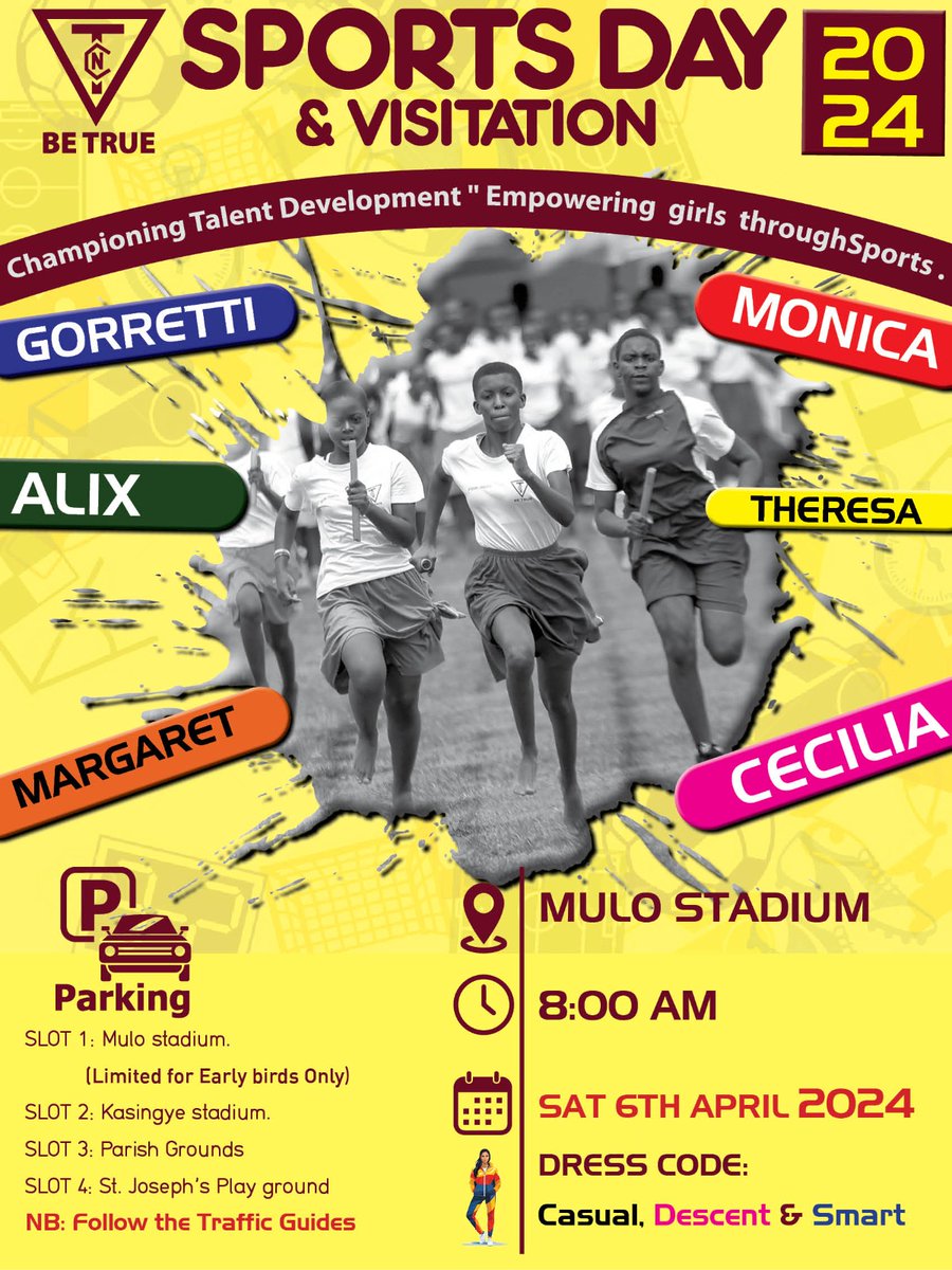 Join us this Saturday, as we unleash our God given talents in sports. Come show your support, by cheering your house to victory. 

There's no better place to be. #TRICONA_SPORTSDAY_2024 #BeTrue