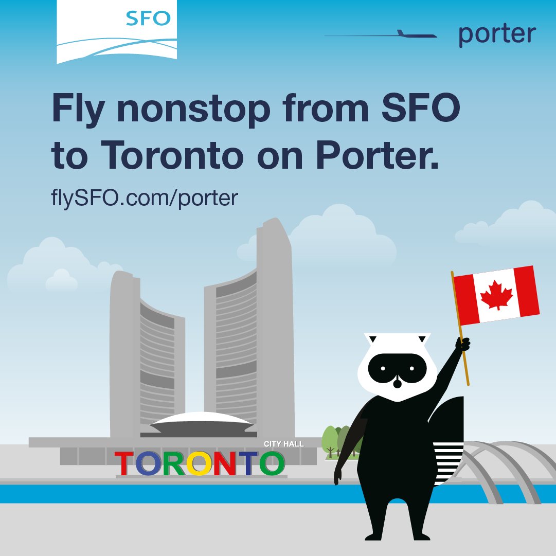 A new way to Toronto! @PorterAirlines offers daily non-stop all-economy flights from SFO>YYZ. #NonstopSFO Learn more at flysfo.com/porter