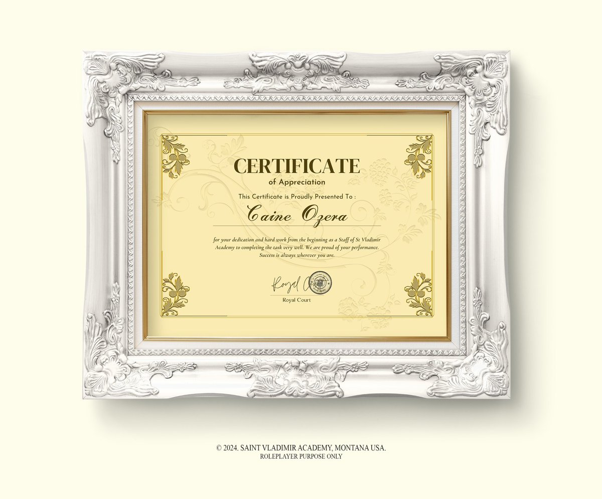 ㅤ
Dear, <a href="/Sir_COzera/">Caine</a>.
We are very appreciate your hard work and dedication that have been given to St. Vladimir Academy. Life had planned different roadmaps for us, and I guess that's why we have to part ways. 
Best wishes for your life ahead, Sir Caine! 🖤
ㅤ