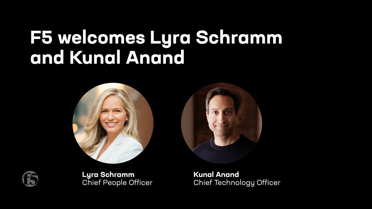 We're thrilled to announce that Lyra Schramm and Kunal Anand have joined the F5 community. Lyra will be our Chief People Officer, and Kunal will take on the role of Chief Technology Officer. Learn more about them and their roles here: go.f5.net/r48egqy2