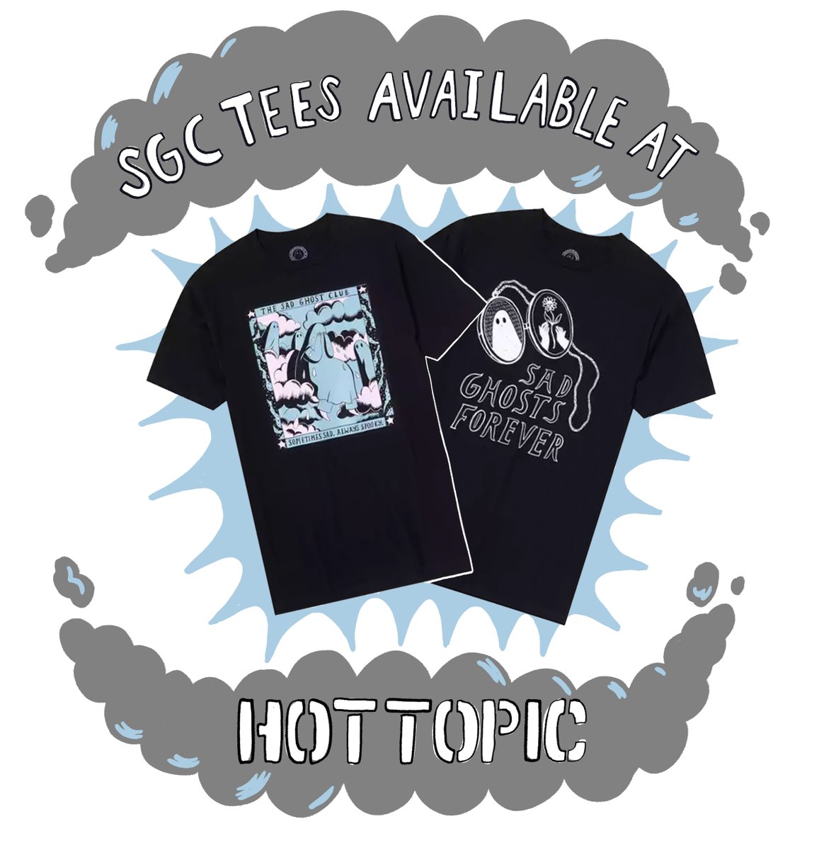 Did you know you can grab a Sad Ghost Club Official Tee from @hottopic??? Well it's TRUE!!!! Aaaahhhhh!!! There's 4 designs available so check em out on their site hottopic.com