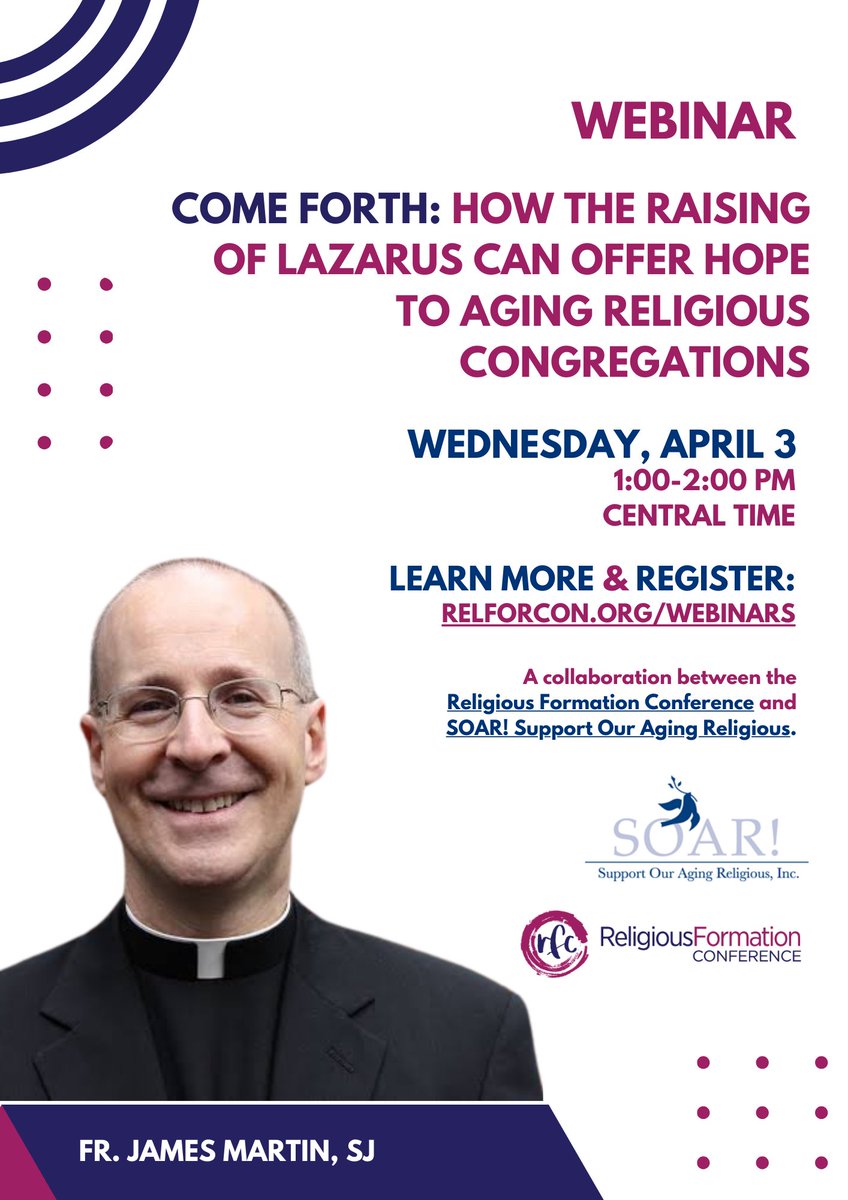 It's not too late to join @soarusa and the RFC for tomorrow''s webinar with @JamesMartinSJ. Register: relforcon.org