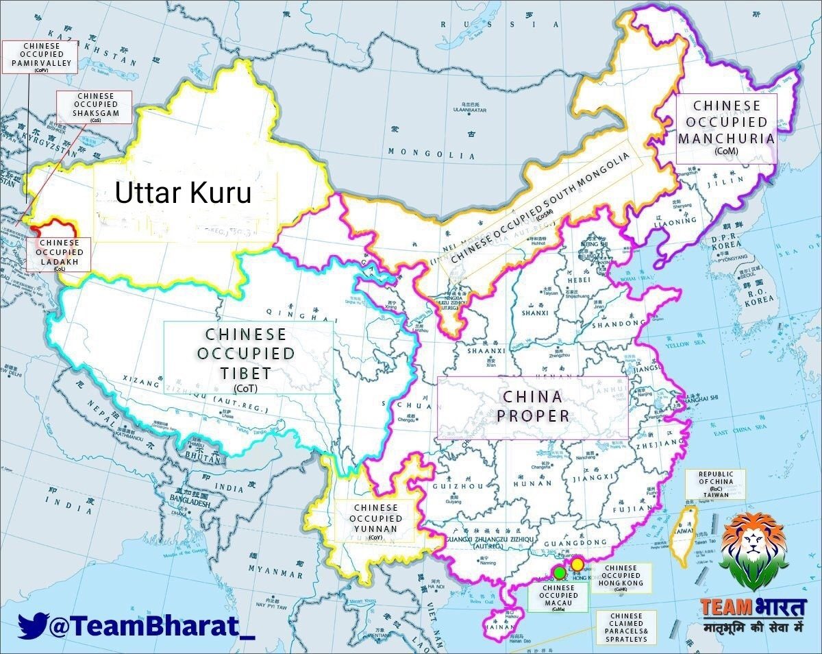 Another Beautiful Map of China They rename Arunachal Pradesh, we rename Whole of China Let’s Make this Viral - RT Max