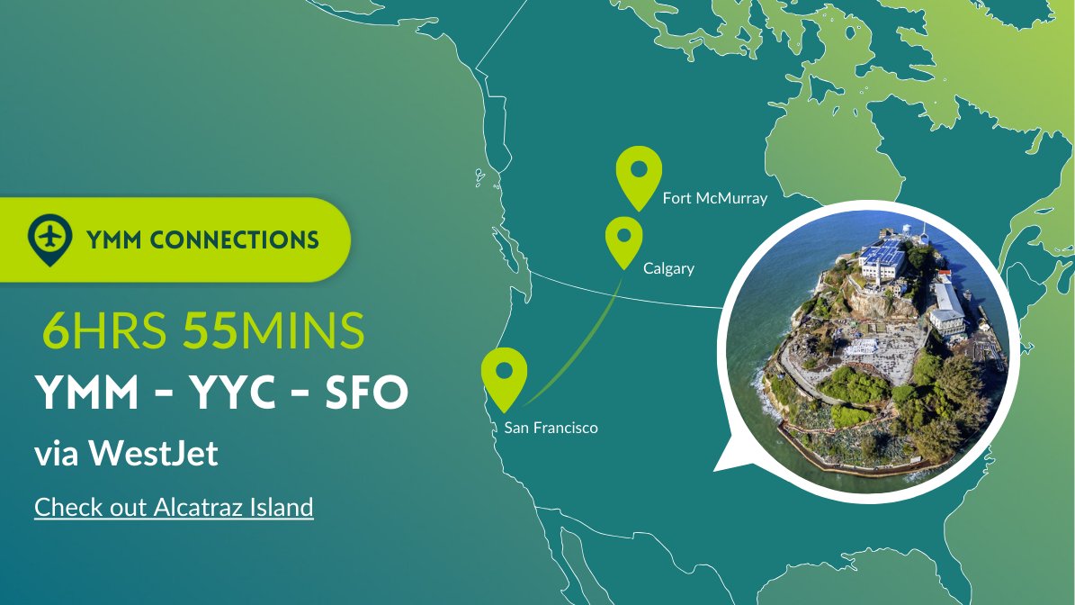 Catch a flight to SFO (San Francisco) and be there in only 6 hours and 55 minutes! ✈️🌉 Check out San Francisco Travel to discover all things San Fran fantastic at sftravel.com! #onlyinsf #ymmconnections #flyymm #yyc #sftravel