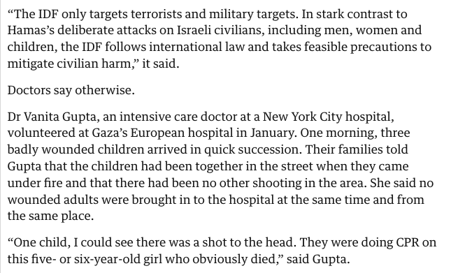 A Guardian investigation finds evidence Israeli snipers have been deliberately targeting children. Among their findings: