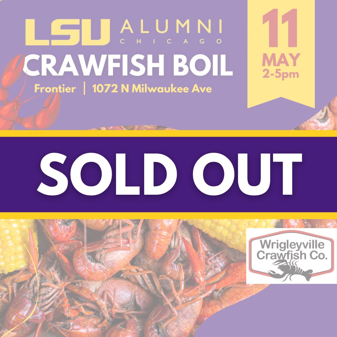 lsuchicago's tweet photo. Thanks to everyone who purchased tickets! We’re excited to see everyone at @frontierchicago. 
For those who weren't able to purchase tickets, you're still welcome to come hang out with us! 🍻

#chicago #lsu #lsuchicago #lsualumni #lsualumnichicago #chicageaux https://t.co/PfumHBkhWr