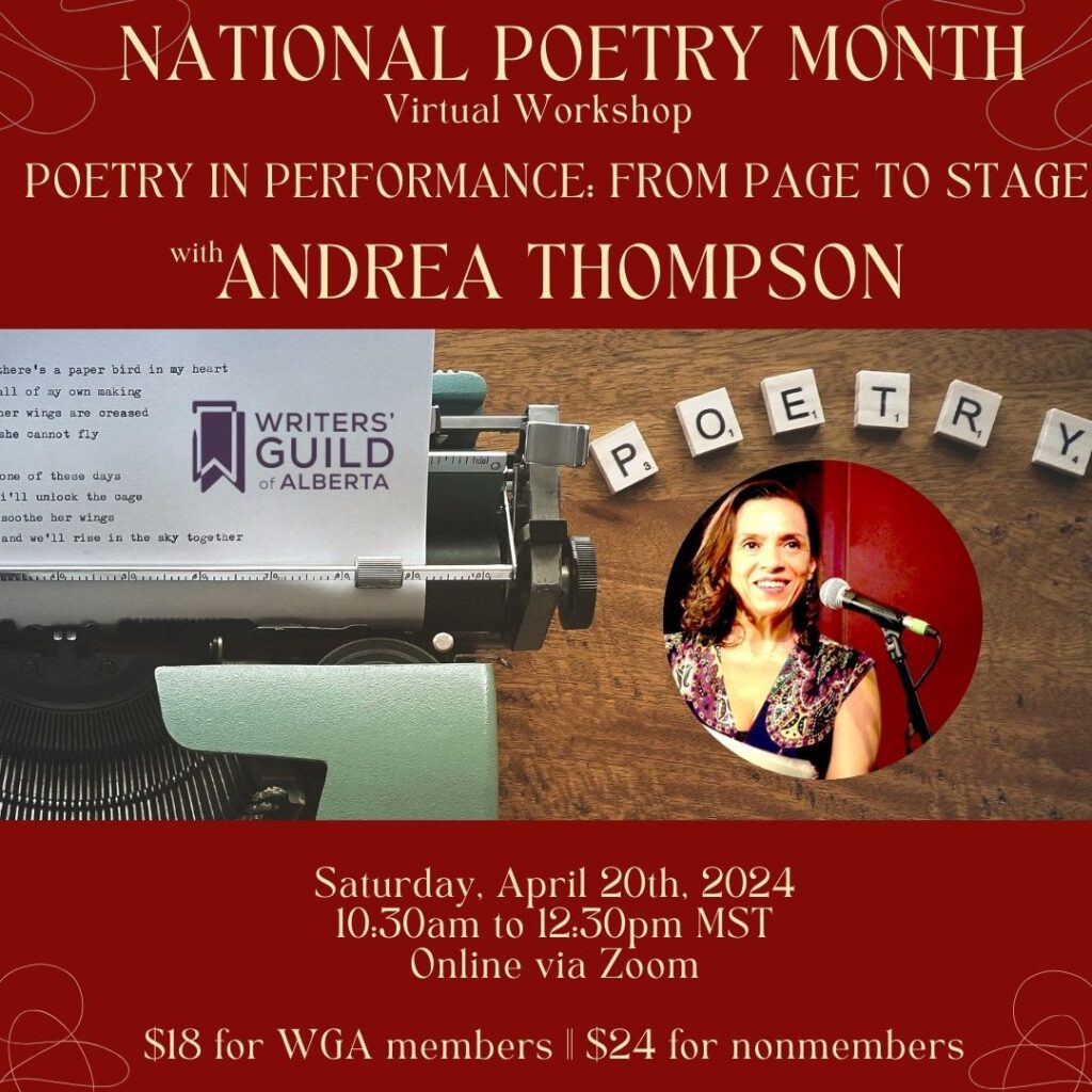 Our friends at @WritersGuildAB have a workshop with Andrea Thompson coming up for National Poetry Month! writersguild.ca/poetry-month-w…