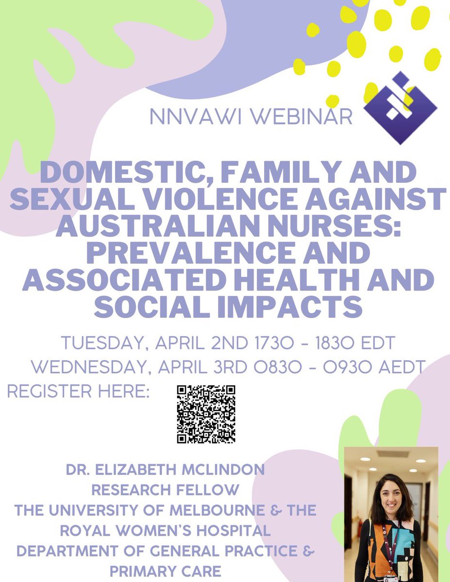 NNVAWI webinar starts in just one hour! Calling all #nurses - this one is for you! Dr Elizabeth McLindon of @safer_families presents on the prevalence and health impact of #GBV on Australian nurses. #familyviolence #domesticviolence #VAW @hegarty_kelsey tinyurl.com/457744mn