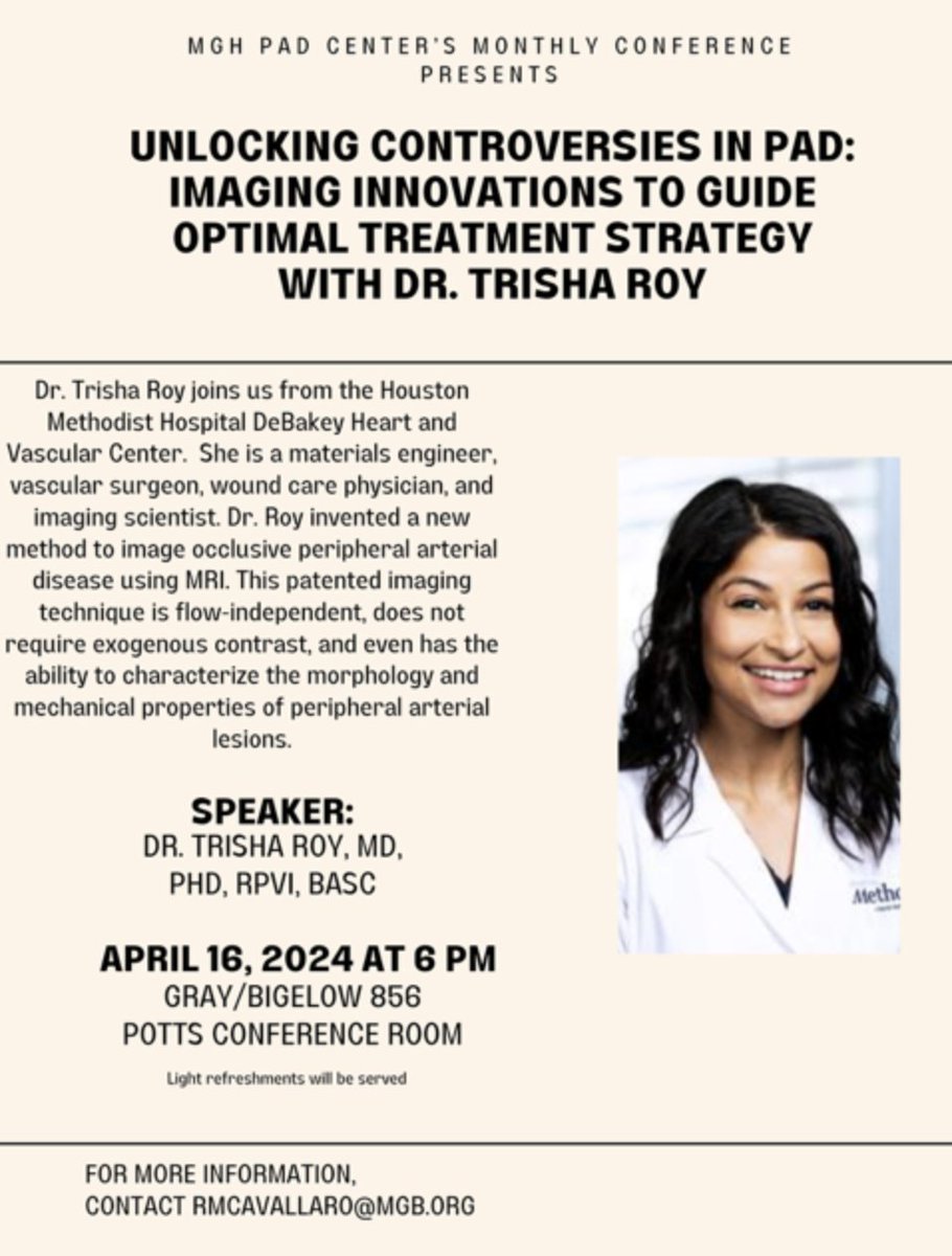 Thrilled to visit @AnahitaDua and the incredible team at the MGH PAD center! Looking forward to diving deep into discussions on groundbreaking innovations in peripheral artery disease imaging and devices! #PAD #VascularSurgery @AlanLumsdenMD