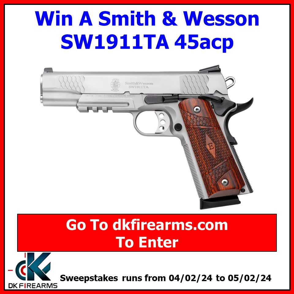 New Gun Giveaway At DK Firearms! WIN A Smith & Wesson SW1911TA 45acp! dkfirearms.com/gun-giveaway/ #gungiveaway