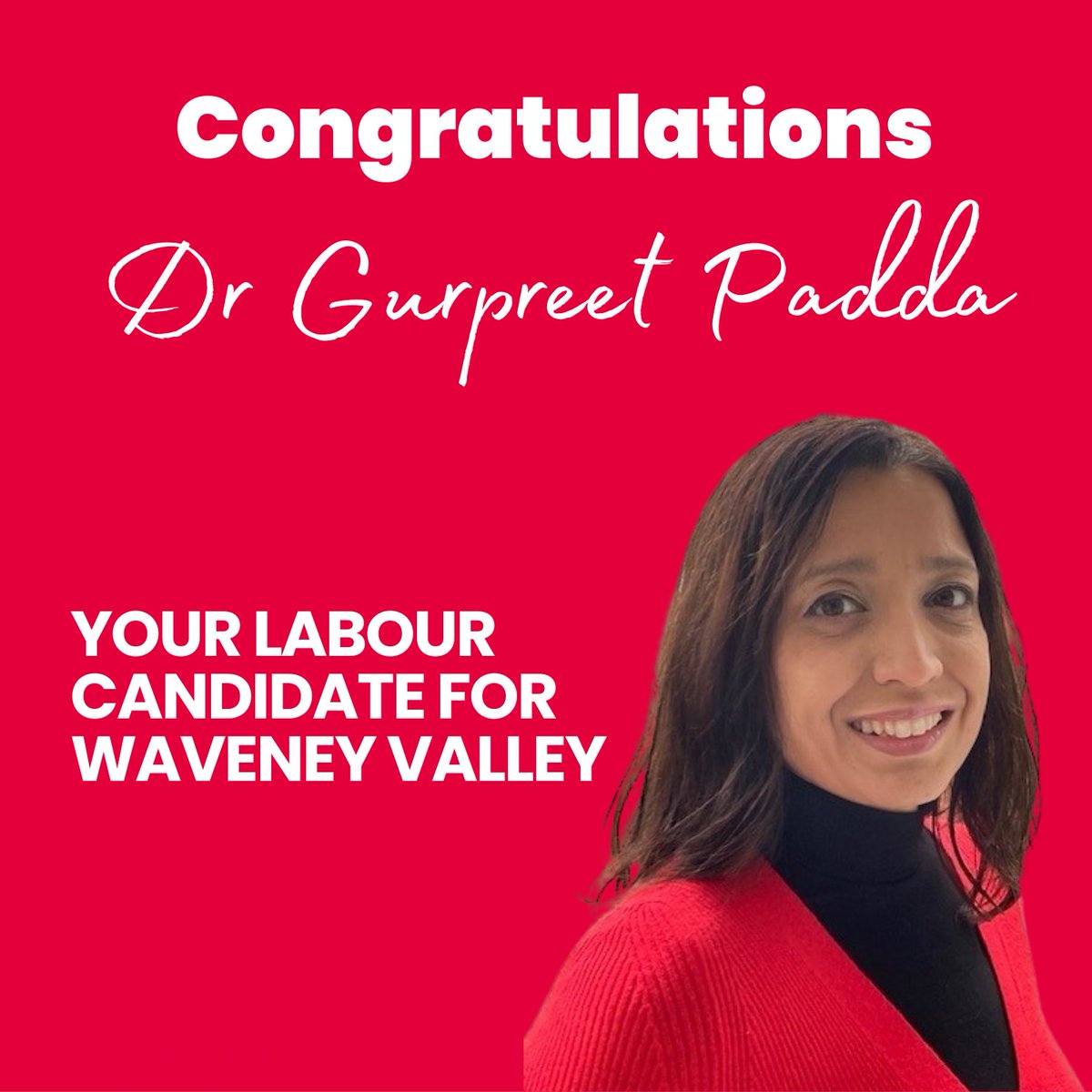Congratulations, Dr Gurpreet Padda, Labour's Parliamentary candidate for Waveney Valley!