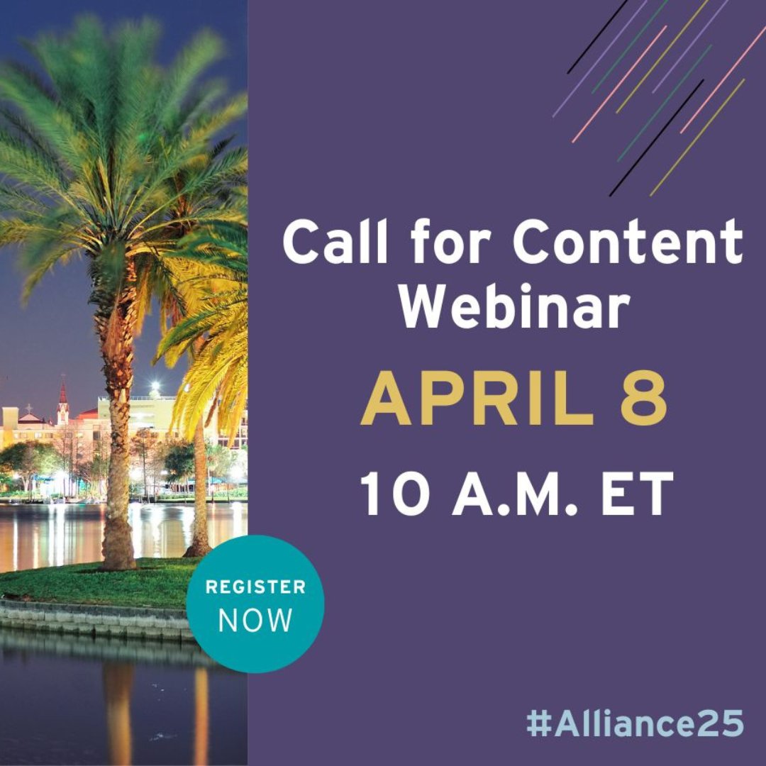 Please join Ailene Cantelmi (2025 AC Chair), Greselda Butler (2026 AC Chair), Dipti Desai (2025 AC Poster lead), and Pam McFadden (Alliance President) to learn more about submitting a presentation, poster, and abstract reviewer application for #Alliance25. smithbucklin.zoom.us/meeting/regist…