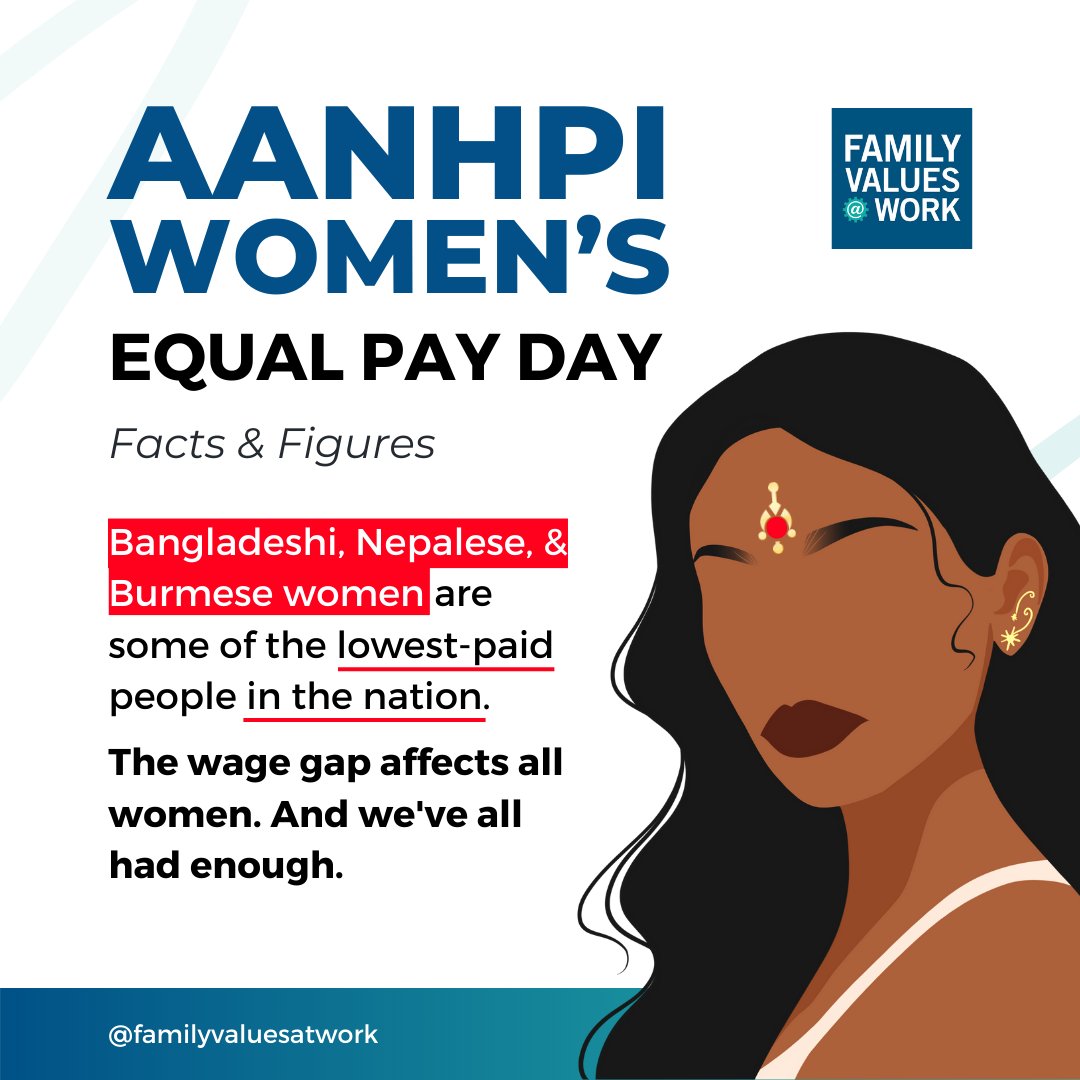 The average figures mask the true extent of wage gaps for many AANHPI women 😔. For example, Bangladeshi & Nepalese American women make less than half of what white, non-Hispanic men earn. We must look beyond averages and address these urgent disparities 🚨. #AANHPIEqualPay