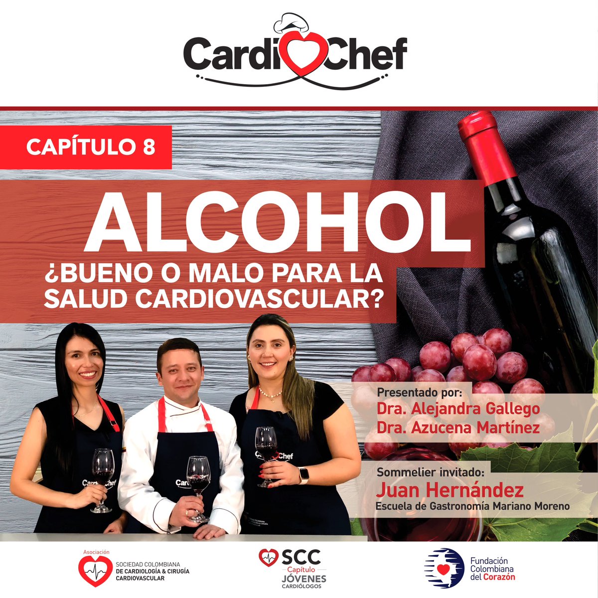 #CardioChef 🎬Capítulo 8: Alcohol ¿Bueno o malo para la salud cardiovascular? 🚨Estreno hoy a las 4:30 pm. en nuestro canal de YouTube 🔗 youtu.be/3KZyFULmoYY ¡Haz de tus recetas la medicina que tu cuerpo necesita