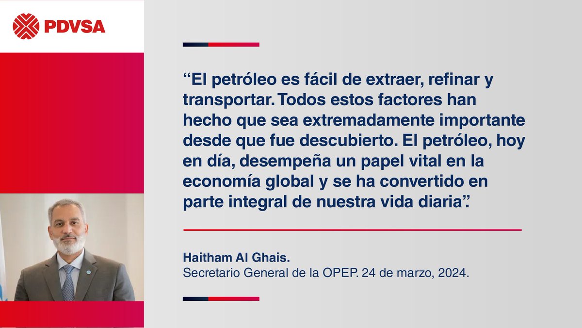 El Secretario General de la Organización de Países Exportadores de Petróleo (OPEP), S.E. Haitham Al Ghais, ha recordado recientemente que el petróleo representa el 31% de la matriz energética global, y que sin lugar a dudas es el 'elemento vital de la vida moderna'.