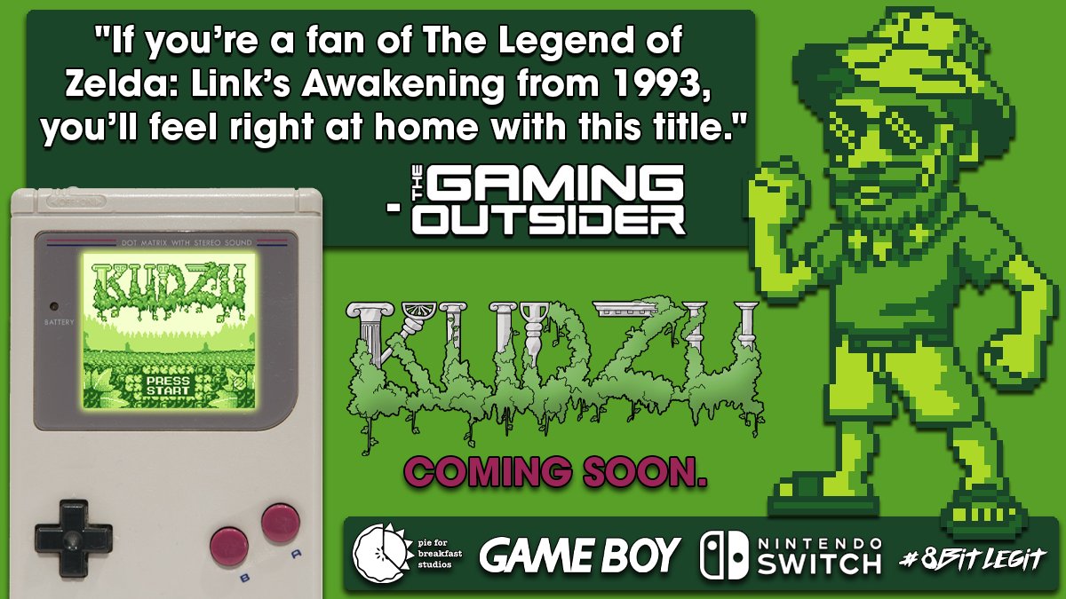 8-Bit Legit is proud to bring you Kudzu! (@weare8bitlegit) on Twitter photo "If you’re a fan of The Legend of Zelda: Link’s Awakening from 1993, you’ll feel right at home with this title."
Kudzu, developed by <a href="/PFBStudios/">Pie for Breakfast Studios</a> & @Totter87, scores a 9/10 from the Gaming Outsider (<a href="/TheGOcast/">The Gaming Outsider</a>)!
Pre-Order this new #8BitLegit game on Switch today.
Review: "If you’re a fan of The Legend of Zelda: Link’s Awakening from 1993, you’ll feel right at home with this title."
Kudzu, developed by <a href="/PFBStudios/">Pie for Breakfast Studios</a> & @Totter87, scores a 9/10 from the Gaming Outsider (<a href="/TheGOcast/">The Gaming Outsider</a>)!
Pre-Order this new #8BitLegit game on Switch today.
Review: