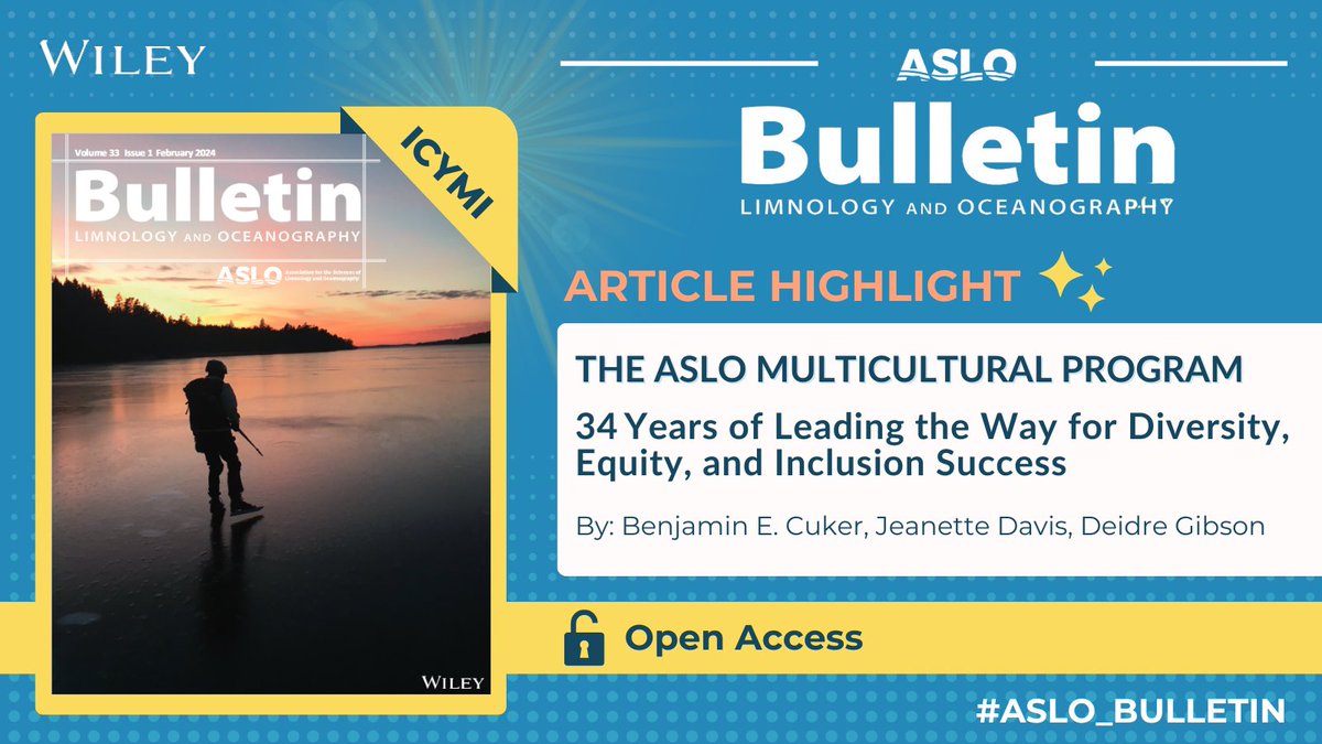 The ASLO Multicultural Program (ASLOMP) is over 30 years old! 💙 If you want to read about the history and outcomes of this landmark initiative, check out this #ASLO_Bulletin article! aslopubs.onlinelibrary.wiley.com/doi/10.1002/lo…