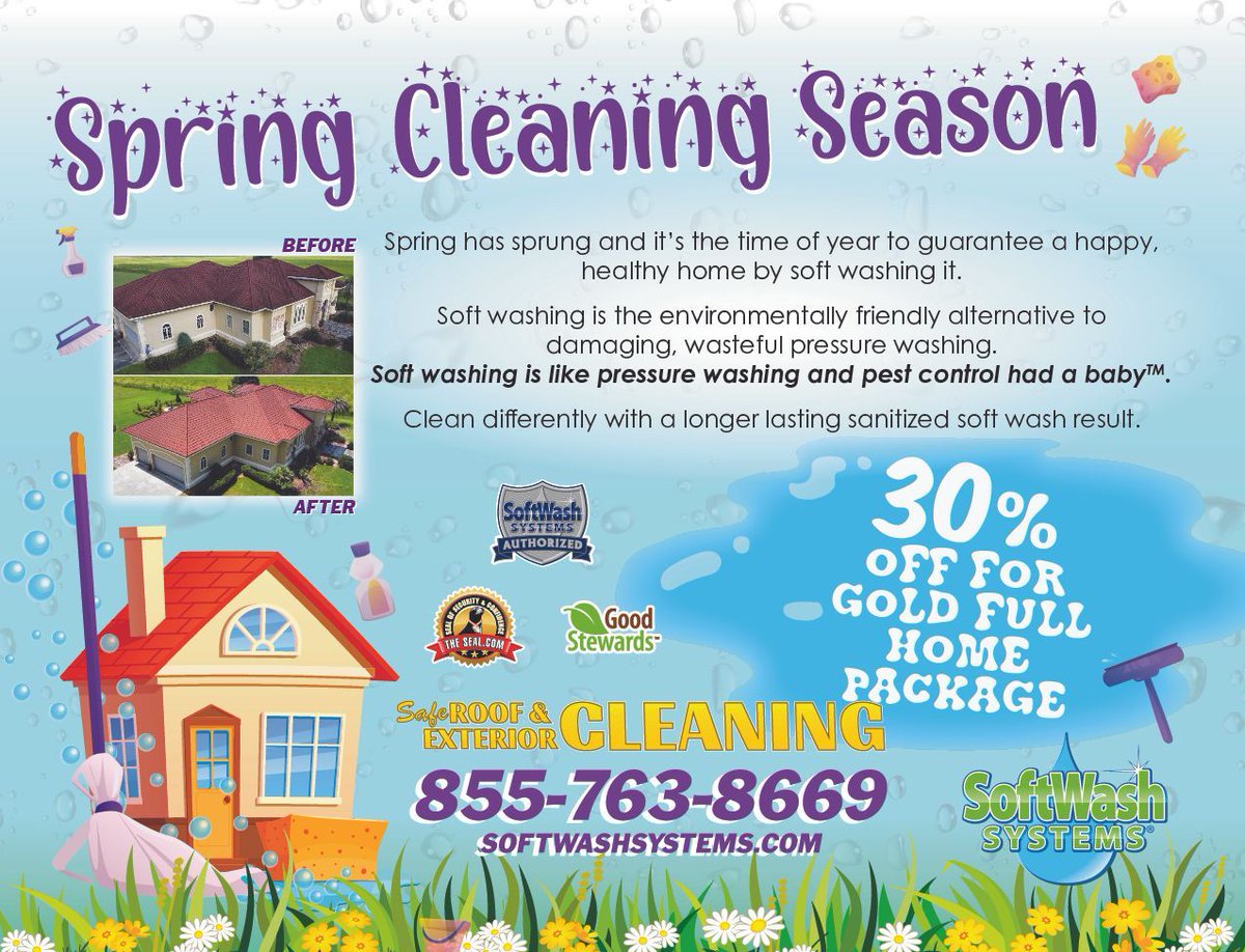 SoftWashSystems's tweet photo. Wash your house! Call us for an exterior roof cleaning today!
855-763-8669
https://t.co/aXpEklkLmd
#spring #softwash #softwashing #sprinseason #roofcleaning #softwashsystems #exteriorcleaning https://t.co/dzNbpB7ZpA