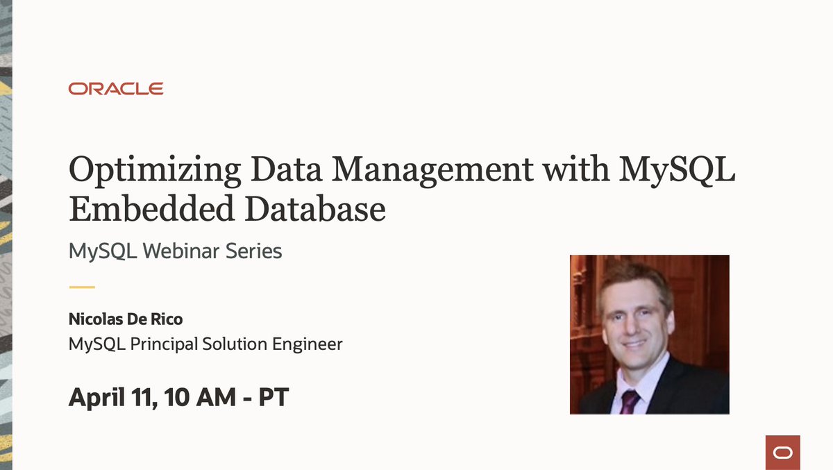 [Webinar] April 11, 10AM PT. Join this webinar to learn how integrating #MySQL as an embedded database can enhance three key business metrics—costs, revenue, and risk. social.ora.cl/6019ZFLBT