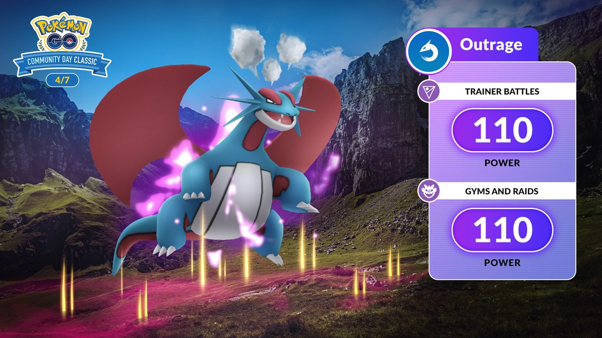 Look to the sky if you want to catch a glimpse of Salamence in #PokemonGO. This Pokémon has the ability to fly Outrage-ously fast!