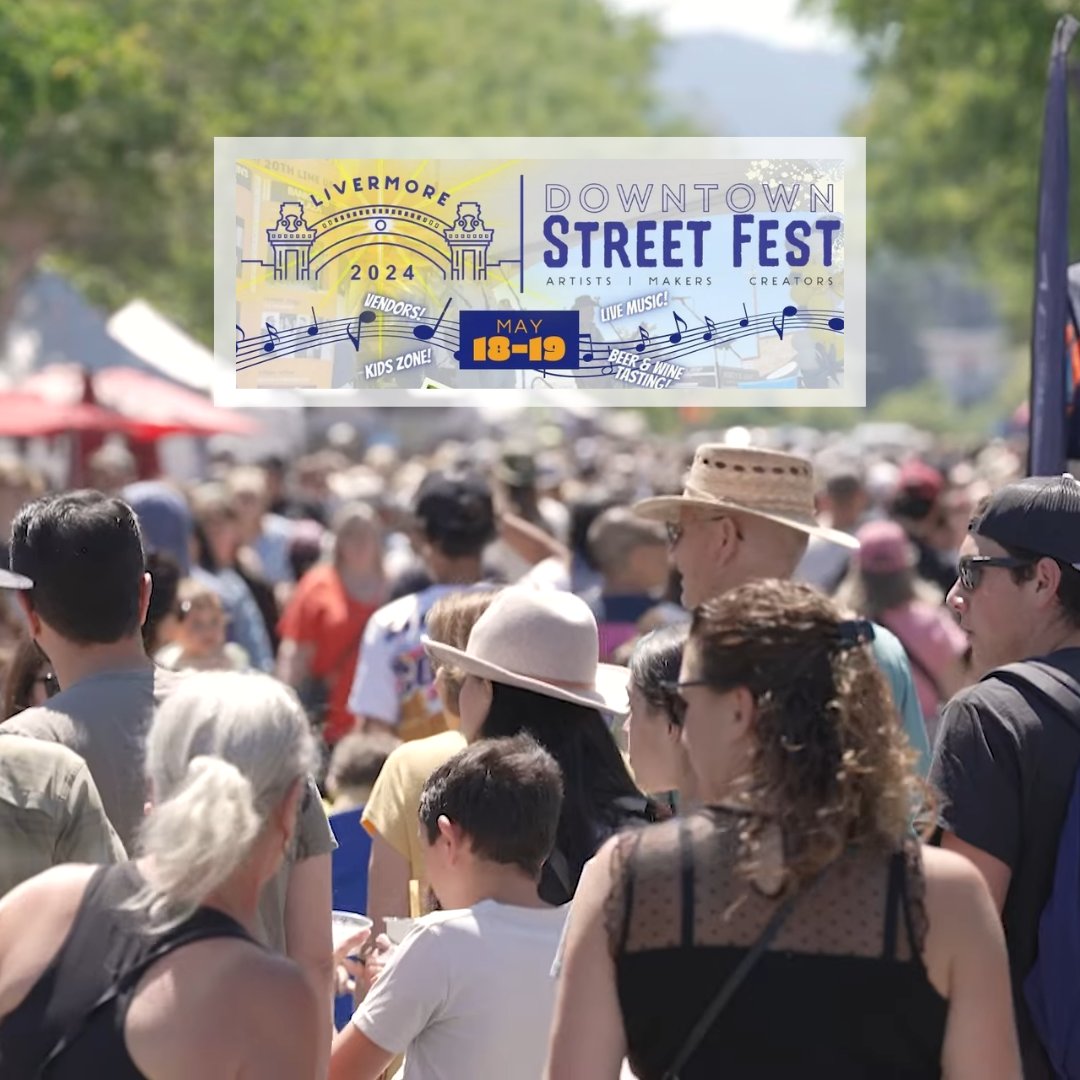 TriValleyConser's tweet photo. Save the date for Livermore's Downtown Street Fest on May 18th and 19th, 2024! 🍷 

It's going to be a weekend filled with wine, craft brews, arts, crafts, shopping, dining, and hometown charm. Don't miss the fun!

https://t.co/BopHpZLBRs https://t.co/j02NXE32in