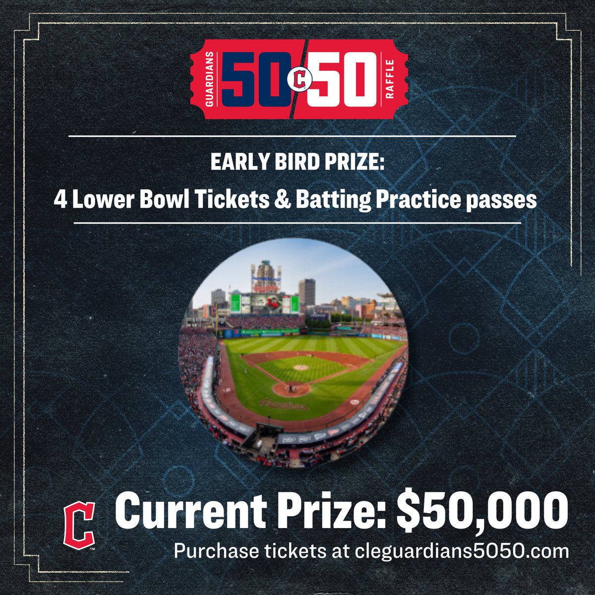 Did you know that if you purchase your 50/50 tickets by April 4th at 11:59 p.m. ET that you have the opportunity to win FOUR tickets and a batting practice experience? That seems ticket purchasing worthy to us 🤔😁 Purchase your tickets at cleguardians5050.com 🎟️